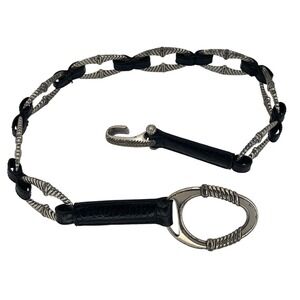 Vintage Black Faux Croc Silver‎ Link Chain Belt Western Rodeo Festival Glam 32